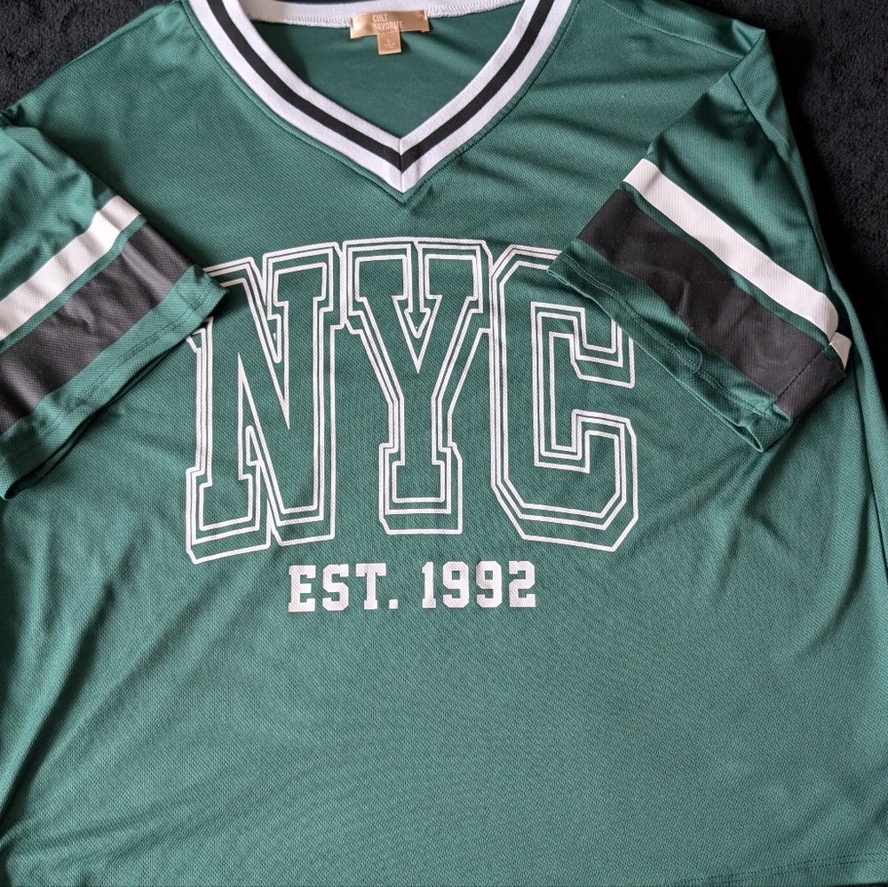 NYC Streetwear City Retro Green Jersey Grunge Indie Sleaze Acubi Basketball Sz L image 7
